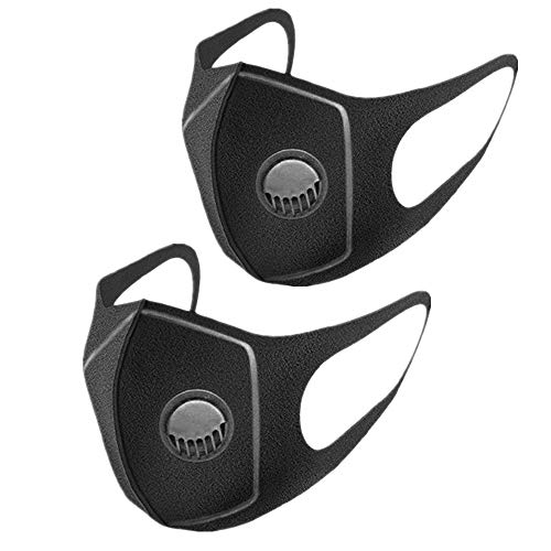 Face Masks with Breathing, 2PCS Reusable Washable Respirator Masks Black Anti-dust Face Mouth