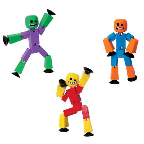 Zing StikBot Crazy Faces 3-Pack – Exclusive Solid Colors | Posable Action Figures with Suction Cups for Stop-Motion Animation & Creative Play |...