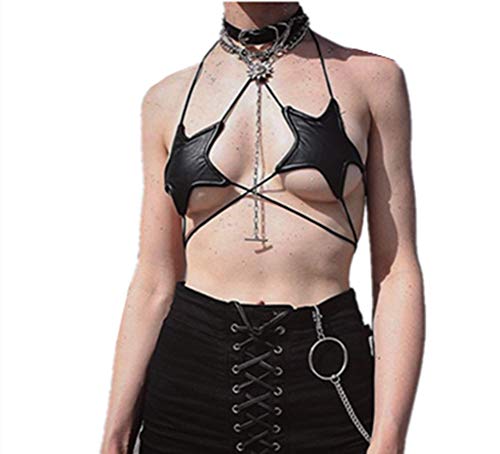 Image of YYUNANG Women's Cut Out Lace-Up Sexy Bra,Star Bra Crop Top Star Bikini Top Lace Up Halter Bralette Bandeau Camisole (Black)