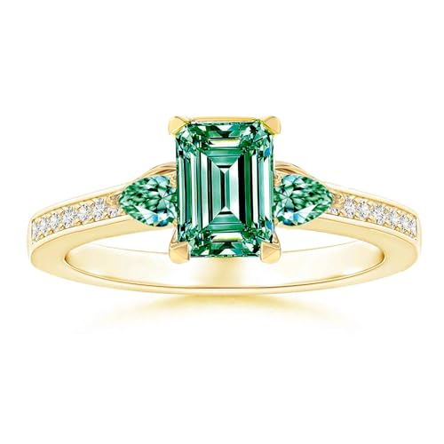 Green/Blue/Purple/Pink Moissanite Ring 925 Sterling Silver Personalized Lab Created Moissanite Engagement Ring D Color VVS1 Clarity Anniversary Jewelry Gifts for Women Wife