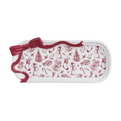 Mud Pie Christmas Bow Toile Everything Plate