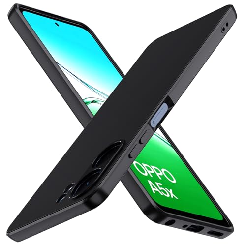 ivoler Negro Mate Funda para OPPO A5x con Protección de Cámara, Carcasa Protectora Antigolpes, Ultrafina Suave TPU Silicona Caso Delgada Anti-Choques Case