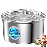 Cat Water Fountain Stainless Steel: 2.6L Cat Fountain for Drinking - Pet Water Fountain for Cats Indoor - Automatic Pet Water Dispenser Bowl - Best Auto Feeding Supplies Gift for Small Dog Large Kitty