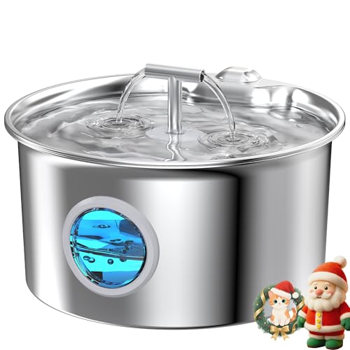 Fontanella Per Gatti Acciaio Inox: 2.6L Fontana per Gatto - Automatico Fontanella Gatto - Super Silenzioso Dispenser Acqua Gatti