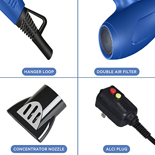 Negative Ionic Hair Dryer 1875W Ceramic Hair Blow Dryer Dc Motor 2 Speed And 3 Heat Settings With Concentrator, Blue #TOP4