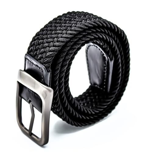 Braided Webbed Elastic Stretch Golf Belt - Small-Medium - Gift Box and Travel Bag Included