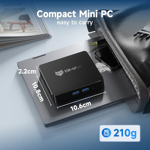 Image of Bmax B1 Mini PC Windows 11, Intel Gemini Lake N4000 (Up to 2.6GHz), 8GB LPDDR4 128GB eMMC, Micro Computers Support 4K Dual Display, HDMI 2.0 /Wi-Fi 5 /BT 5.0 /USB 3.0 for Work /Home /Study