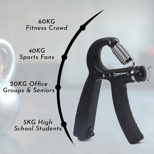 Image of LEAFED Adjustable Hand Grip Strengthener Hand Gripper With Counter for Men & Women for Gym Workout Hands Exercise Equipment to Use in Home for Forearm, Finger Exercise Power Gripper - 60kg Black