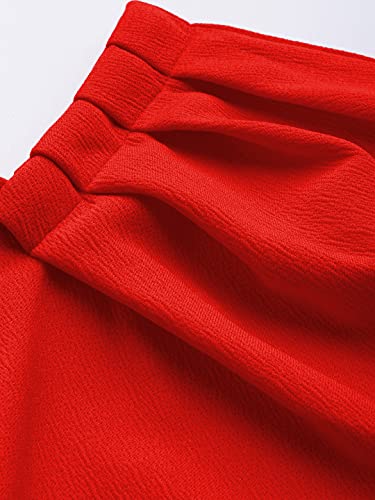Image of Lymio Women's Crop Red Color V Neck Half Sleeve Polyester Solid Top