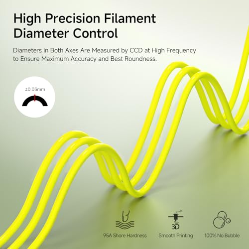 Image of Reprapper Silk TPU Filament, 95A Shore Hardness, 1kg TPU 1.75mm, Elastic 3D Printer Filament, Flexible & Soft Filament for 3D Printer (± 0.03mm) 2.2lb, Yellow
