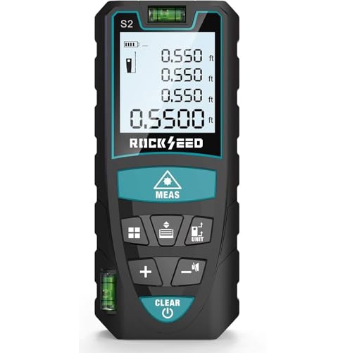 Laser Measure 130ft,RockSeed Digital Laser Distance Meter with 2 Bubble Levels,Portable M/in/Ft Unit...