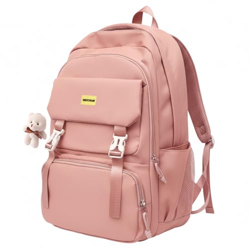 Mochila Bolsa Impermeável Jovem Escolar Elegante Academia Faculdade Viagem Trabalho Treino Unissex Leve Casual Fashion Unissex (Coral)