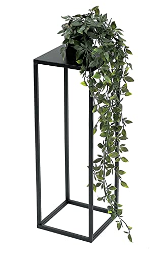 DanDiBo 96315 Tabouret à fleurs carré en métal noir - 50 à 70 cm - Table d'appoint - Colonne de fleurs moderne - 50 cm
