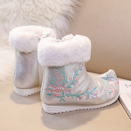 sfdgfhyf Ankle Shoes for Toddler Children Ankle Boots Warm Cotton Boots Embroidered Boots 3 to 13 Years National Cotton3