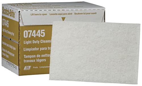 Image of Scotch-Brite Light Cleansing 7445 Hand Pad, SF Grade, 6 in x 9 in, Light Cleaning and Scuffing, For Use on Wax, Paint, Plastic, Metal, Case of 3200