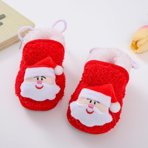 Girls Shoes Big Kid Infant Christmas Booties Soft Baby Santa Winter Warm Fleece Slippers Toddler School Shoes2