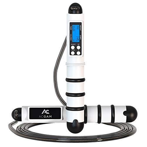 ACGAM Corde à sauter 3 m Multifun Avec compteur numérique Speed Rope Jump Rope Poignées antidérapantes Corde à sauter pour fitness/entraînement/crossfit - Convient pour les enfants et les adultes