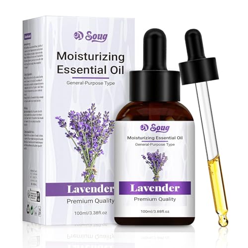 100ML Aceite Esencial de Lavanda Puro para Masaje,Aromaterapia Relajante, Ayuda a Dormir Mejor, Cuida la Piel y Alivia la Tensión Muscular, Ideal para Uso Corporal y Bienestar Diario