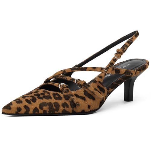 MUCCCUTE Kitten Heels for Women Pointed Toe Slingback Low Heels