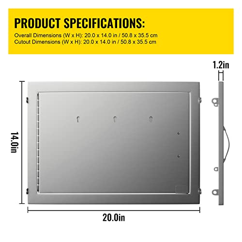 Mophorn Bbq Access Door 20W X 14H Inch, Horizontal Single Bbq Door Stainless Steel, Outdoor Kitchen Doors For Bbq Island, Grilling Station, Outside Cabinet #TOP6