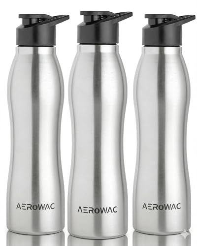 Image of Silva Stainless Steel Water Bottle 1000ml | Single Wall, Lightweight, Leak Proof, BPA-Free Bottle | Suitable for Office, Gym, School, College and Travel (Matte Silver, Pack of 3)