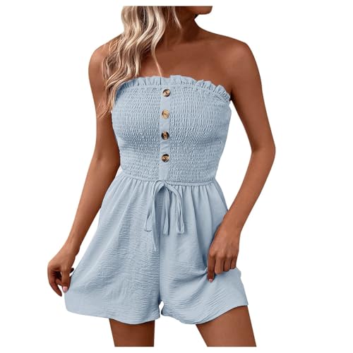 Monos para mujer cortos peto de verano bohemio playsuit una pieza con bolsillos