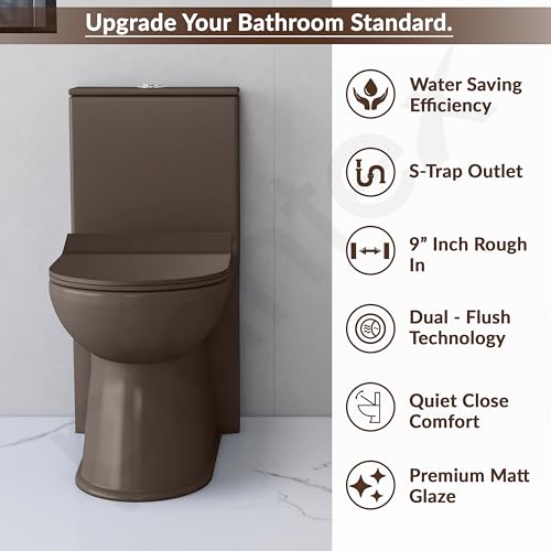 Image of Plantex Ceramic One Piece Commode with Washbasin /Rimless Western Toilet /Bathroom Wash Basin /S Trap Commode for Bathroom - (Choco)