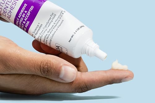 Dr. B Dental Solutions Adhesadent Moisturizing Denture Adhesive - Secure Denture Glue with Strong Grip & Natural Taste - Zinc-Free Dental Adhesive for Dentures, Overdentures - 2.4 oz (2 Pack)