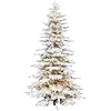 Fraser hill farm 65 ft mountain pine flocked artificial christmas tree with white incandescent smart lights and stand prelit foldable fake tree with realistic snowy foliage for home decoration  urban country home decor