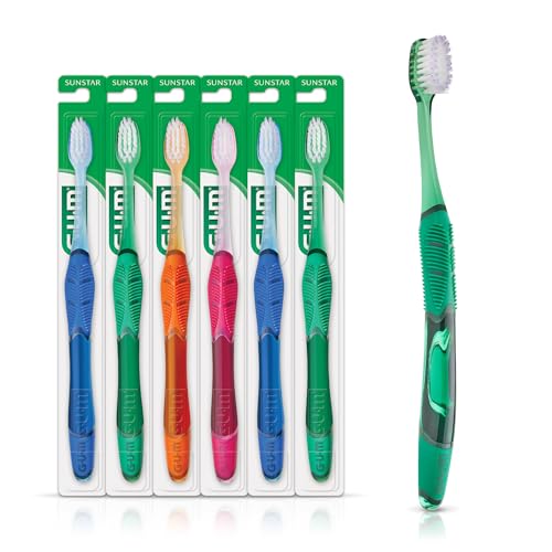 GUM Deep Clean Technique Toothbrush for Adults with Soft Ultra-Fine Tapered Bristles for Deeper Reach Compact Head 1 Count (Pack of 6)