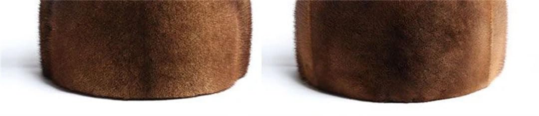 Sombrero de bombardero de piel de visón real para hombre y mujer, con cabeza de marten auténtica, cálido, Estilo 2 negro, 7 / 7 1/4