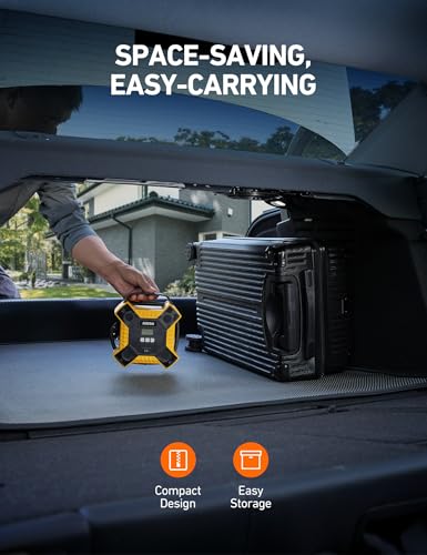 AstroAI Car Tyre Inflator Air Compressor 12V DC & 160PSI Integrated Metal Structure Digital Car Tyre Pump with LED Light, Preset Pressure and Auto Stop for Car Bike Motorcycle, and Others