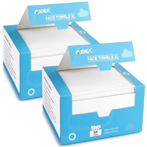 AIDEA XL Face Towels-100ct, Disposable Towelettes Face Cloths, 9.84"×11.81"