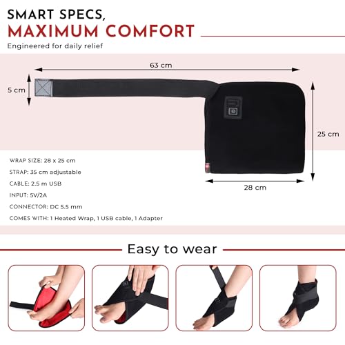 Image of SandPuppy Ankleheat - Ankle Heating Pad for Pain Relief | Heat Therapy for Ankle Sprains, Swelling,Sports Injury, Achilles Tendonitis |12V Safe Power Technology | 3 Levels Heat | Integrated Overheat Protection Thermostat | Universal fit Left or Right Ankle | Black