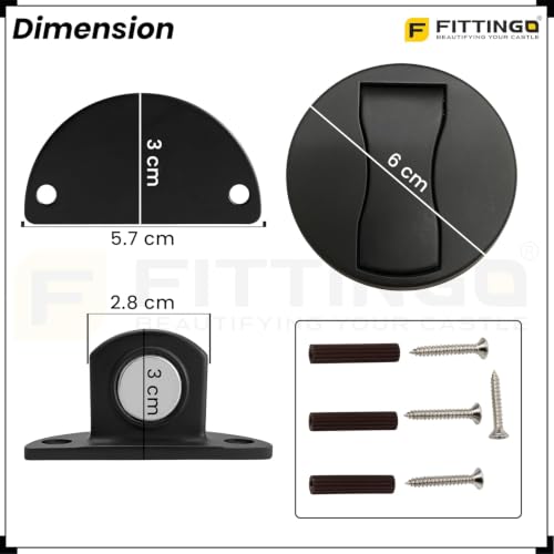 Image of Round Magnetic Door Stopper Black Finish Stainless Pack 2