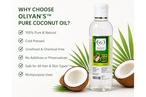 Image of OLIYANS Cold Pressed Coconut Oil Pack of 3 (100ml Each) | 100% Natural | For Hair, Skin & Cooking | Total 300ml