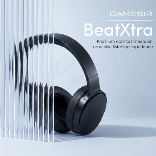 Image of GameSir BeatXtra Wireless Stereo Bluetooth Headphones V5.3, Over Ear Foldable Headset with 40mm Drivers, Soft Cushioned Ear Pads, Built-in Mic, AUX Input, 10M Wireless Range, Teen & Adults (Black)