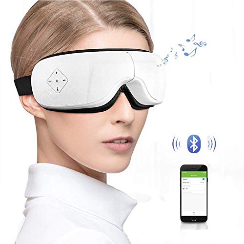 Preisvergleich Produktbild Giow Wiederaufladbares kabelloses Augenmassagegerät mit vibrierendem Luftdruck und Bluetooth-Funktion für Tränensäcke, Augenringe, Ermüdung der Augen, trockenes Auge, Weiß