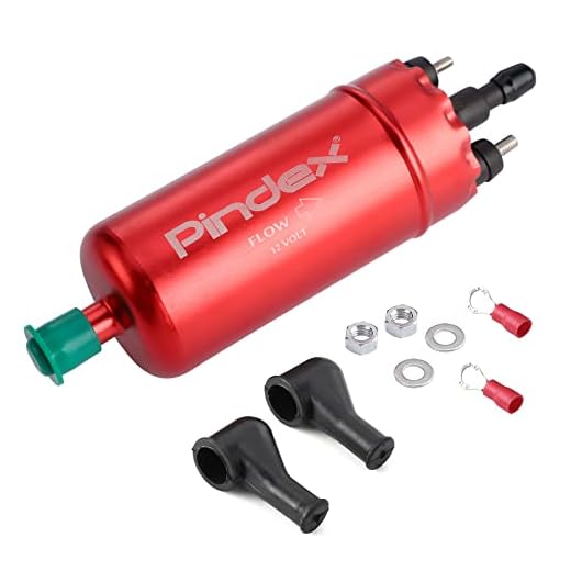Pindex Bomba de Combustible Eléctrica de 12 V: Bomba de Transferencia de Combustible Diésel Universal de Alta Presión de 12 V En Línea de 125 Psi, Repuesto de Bomba Externa 0580464070 (Rojo)
