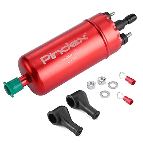 Pindex Bomba de combustible eléctrica de 12 V: bomba de transferencia de combustible diésel universal de alta presión de 12 V en línea de 125 PSI, bomba externa de repuesto 0580464070 (rojo)