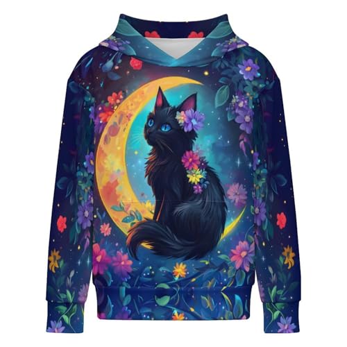 Graphic Hoodies for Boys Sweatshirts Cats 3D Print Sweatshirt Pullover with Pocket3