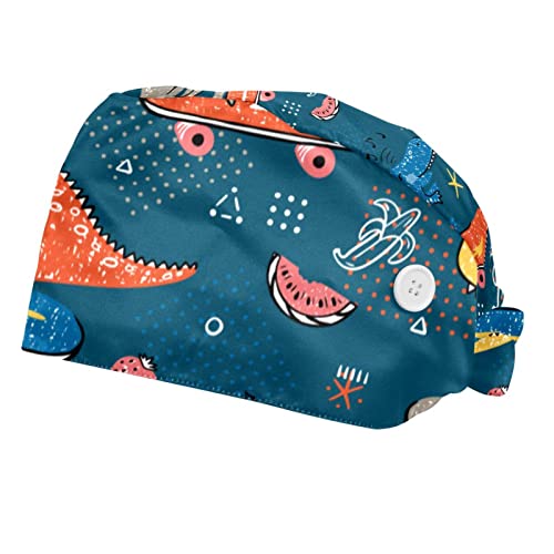 Chapeaux de travail réglables contre la sueur et les cheveux rebelles motif dinosaure
