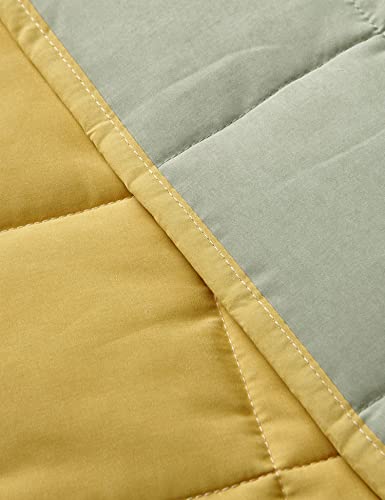 YnM Weighted Blanket —Cotton/Polyester Blend Fabric with Premium Glass Beads (Yellow/Green Reversible, 60''x80'' 20lbs), Suit for One Person(~190lb) Use on Queen/King Bed