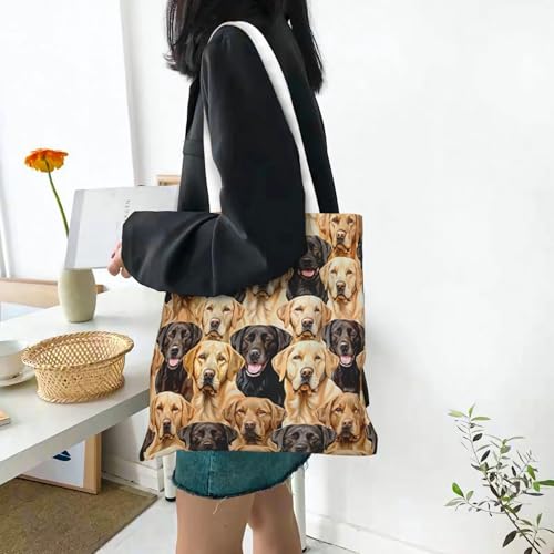 BWWHCCTI Labrador Retriever Einkaufstasche mit Hundemotiv, wiederverwendbare Einkaufstasche aus Segeltuch mit Griff
