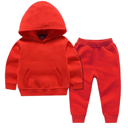Boys Girls 2pcs Velvet Hooded Tracksuit Toddler Kids Fleece Hoodi Top + Sweatpants Jogger Sweatsuit Outfits Set