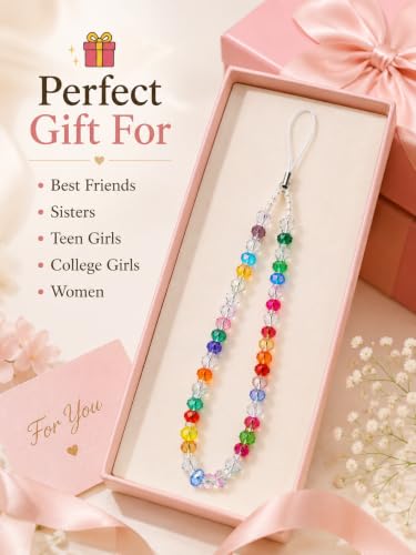 Image of Handmade Beaded Phone Charm Strap for Women & Girls | Aesthetic Mobile Charm | Pearl & Crystal Bead Wrist Strap | Cute Phone Bag Accessory | Korean Style