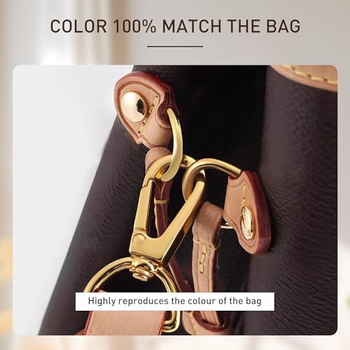 Doxo Vachetta Leather Wide Purse Straps Replacement Compatible with Lv Neverfull Graceful Speedy Tote Handbag, Cowhide Shoulder Bag Strap Handmade, 1.5W''/25.6L'',Beige4