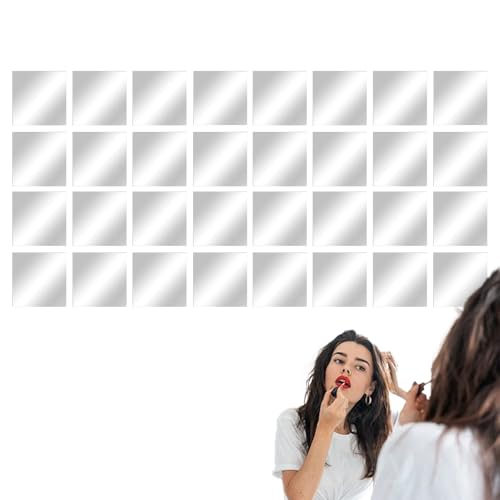 Espejo de pared de acrílico | Espejo cuadrado adhesivo, decoración casa sin perforar baño salón dormitorio