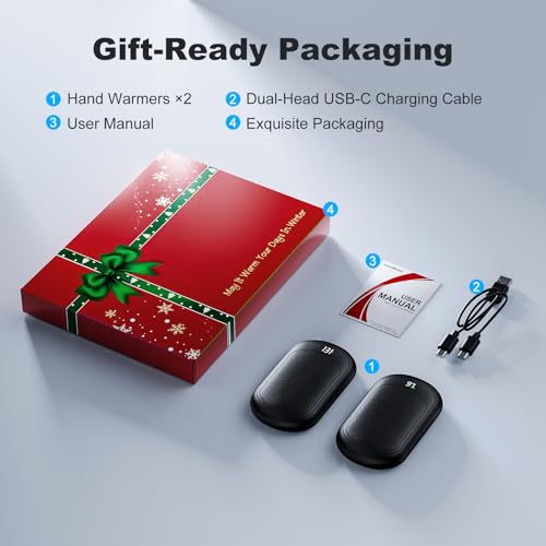 AI Electric Hand Warmers Rechargeable 2 Pack, 6400mAh Portable Pocket Hand Warmer, Fast Heating 3-Settings Reusable Handwarmers for Christmas, Gloves, Travel, Hunting Essentials Men Women - Black - image 7