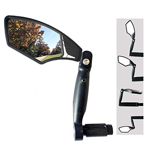 Hafny NEW Bar End Bike Mirror, HD Automotive Grade Glass Lens, Large Surface, Shatterproof, Multi-Angle Adjustable, E-Bike Mirrors, HF-M900-FR05 (HF-M900LS-FR05 (Left, Silver Glass))